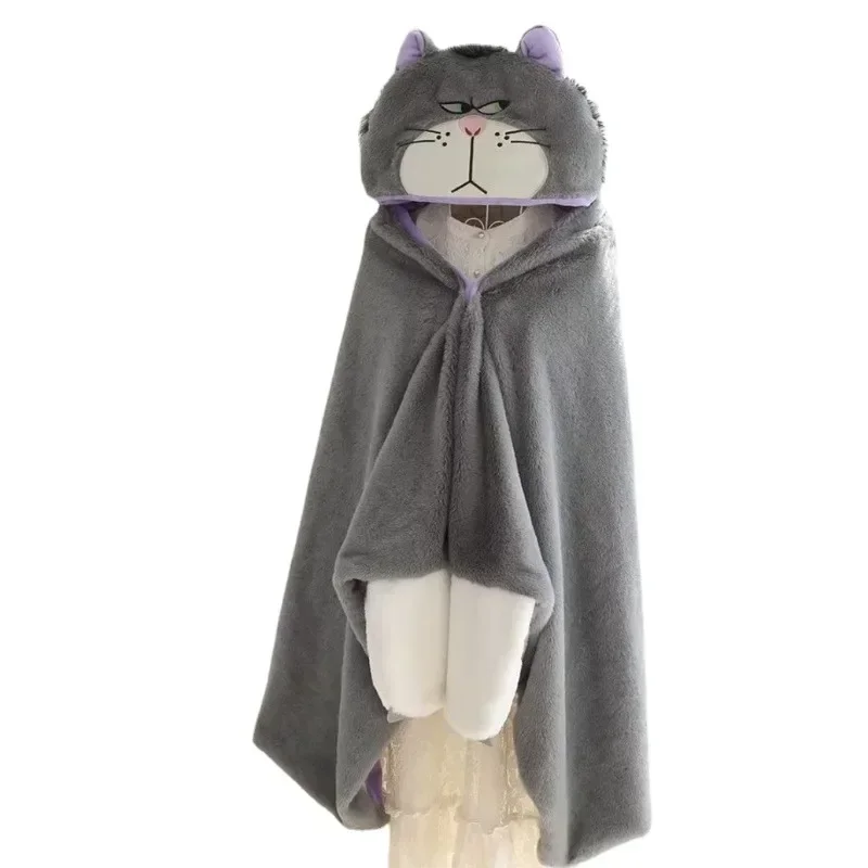 Hot Cartoon Cute Lucifer Hooded Cloak Blanket Student Shawl Padded Warm Nap Cloak