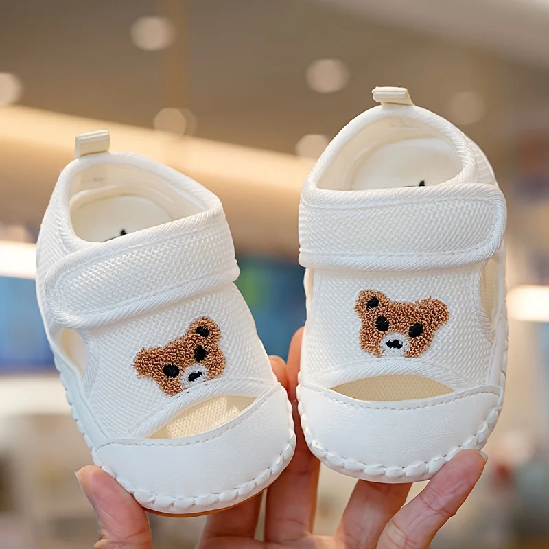 Cute Bear Soft Sole Comfortable Baby Sandals with Headband Anti Kick First Step Shoes Sandal 0-18 Months Baby Bed Shoes