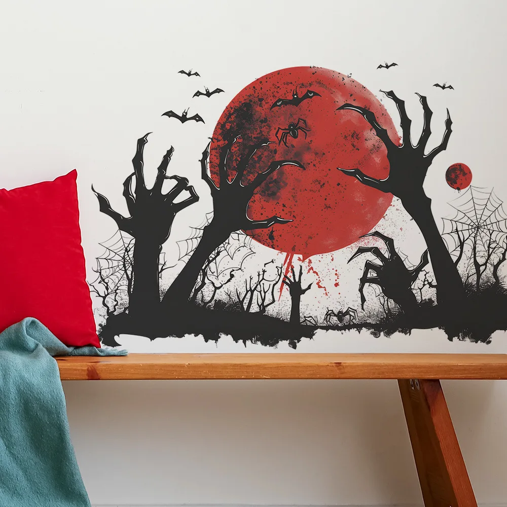 ملصقات مثيرة للهالوين، ملصقات حائط رعب مطبوعة متعددة، ديكور غرفة المعيشة في الهواء الطلق، شارات جو مهرجان الأشباح #6