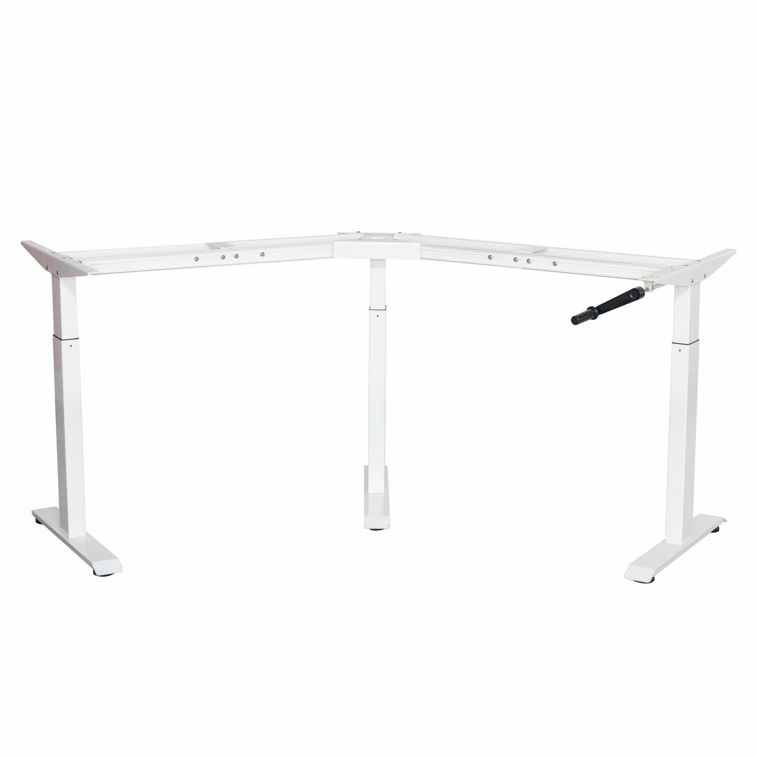 V-shaped 120-180 Hand Crank Height Adjustable Three Legs l Shape Sit Stand Computer Desk Frame
