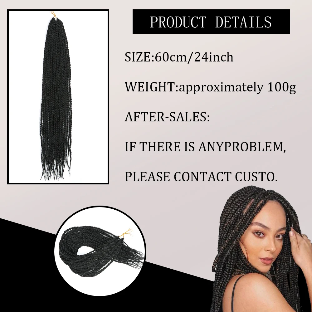 24 Inch Senegalese Twist Crochet Braids 30strands/pack Senegal Twists Ombre Blue Pink Brown Synthetic Braiding Hair Extension