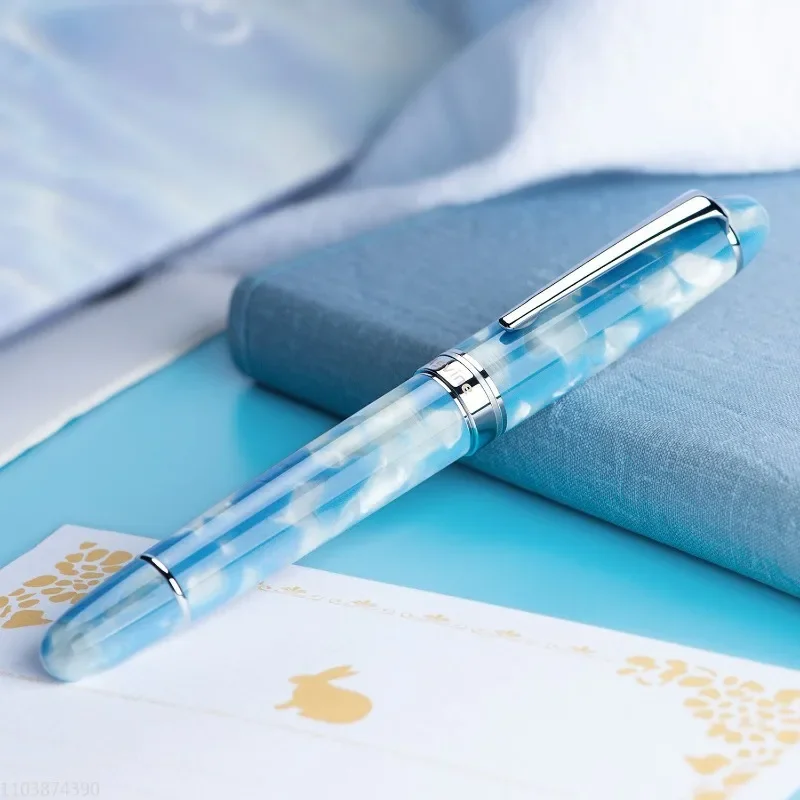 Asvine P50 Piston Fountain Pen No.6 EF/F/M Bock Nib,Beautiful Acrylic Blue pen Office Business Signature Supplies Stationery