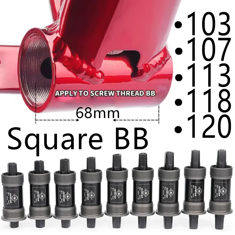 

Square BB 68mm Bicycle Square Bottom Bracket Carbon Steel Square Tapered Bottom Bracket Road MTB Bike for Brompton