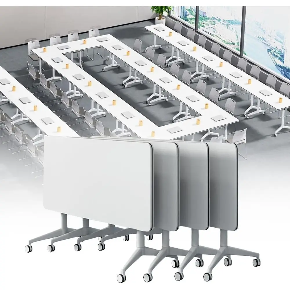 

Adjustable Locking Wheel Conference Table Mobile Training Room Table Folding Meeting Tables for Office(4pack 47.2in)