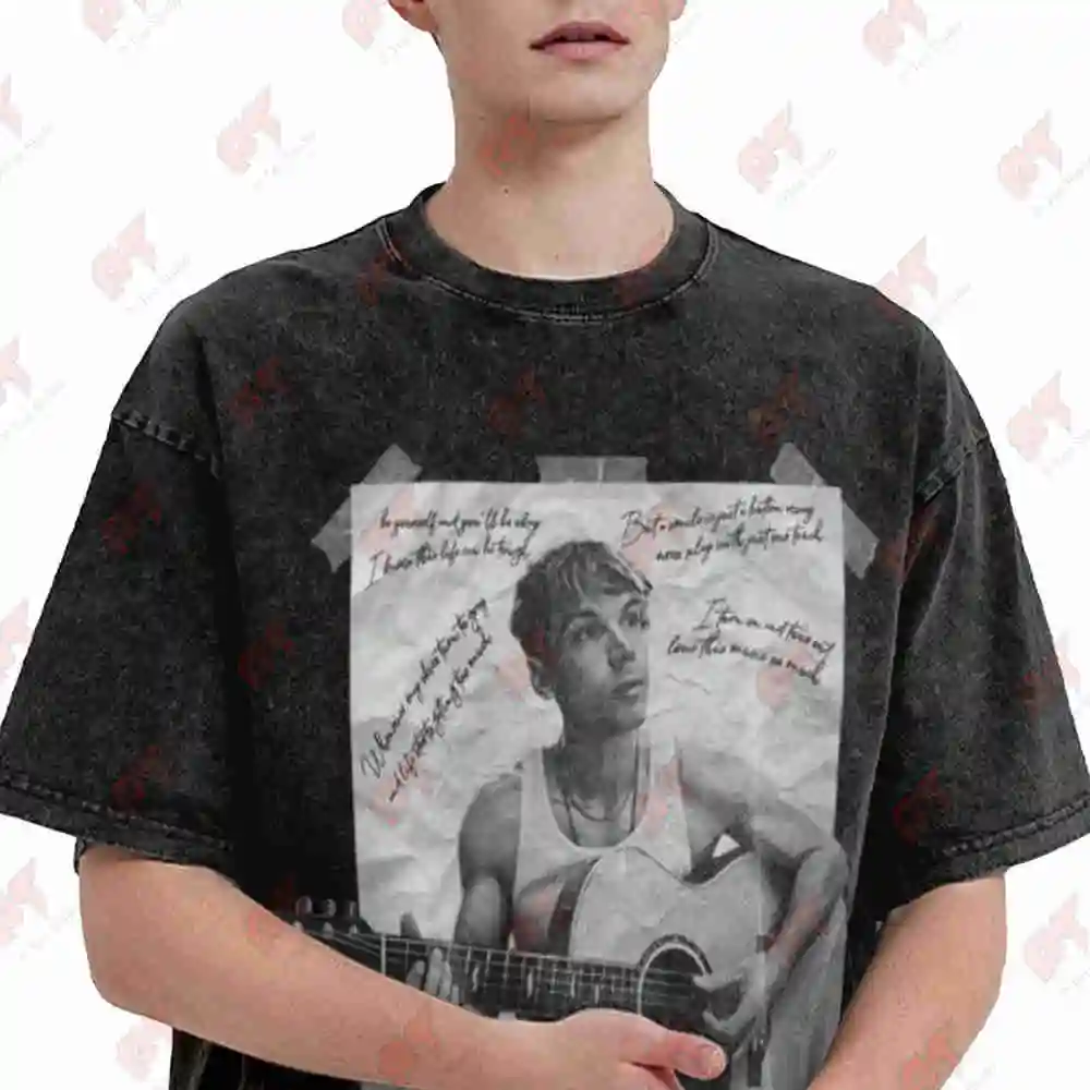 Love Music Tape Collage Ren Fanart Vintage Washed Tee Pure Cotton T-Shirt