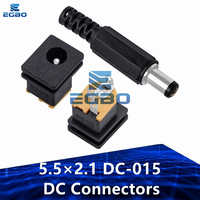 10pcs 5.5x2.1 DC-015 DC Connectors Square Plug Male Female Jack Socket Nut Panel Mount Power Adapter DC015 5.5*2.1mm 2.0mm 3Pin