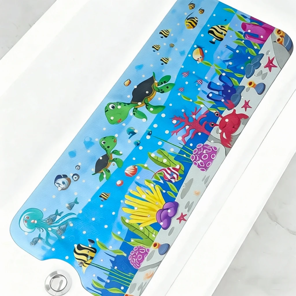 1 Stück Baby-Badematte für Badewanne, rutschfeste Kinder-Badematte – 40 x 10 cm, extra lange Cartoon-Badematte, Kleinkind-Badematten mit Saugnäpfen – Detail 5