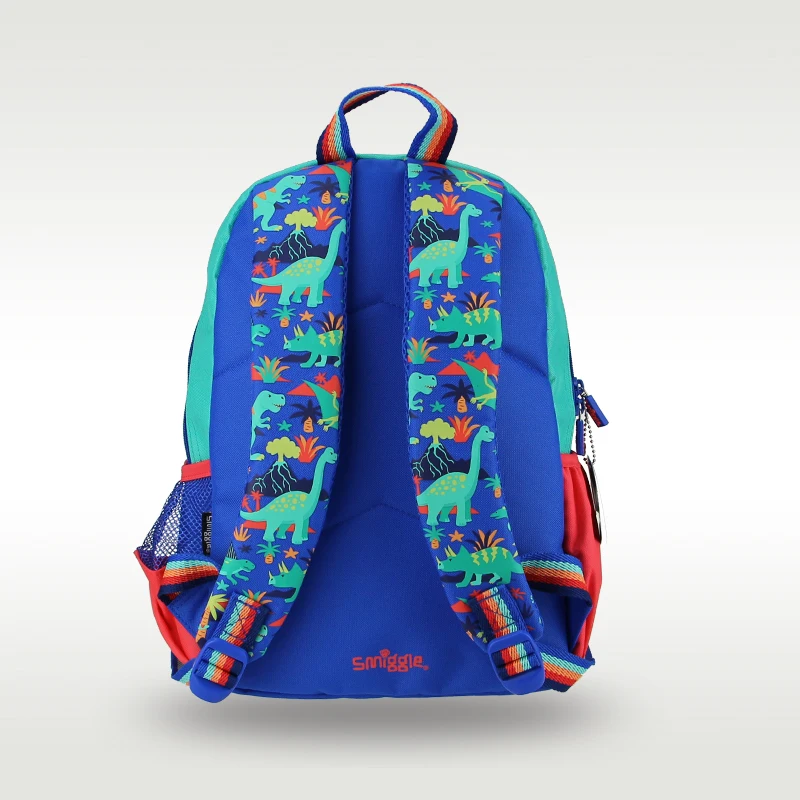 Australia original Smiggle hot-selling children\'s schoolbag boy cool blue-green dinosaur primary school backpack 14 inches