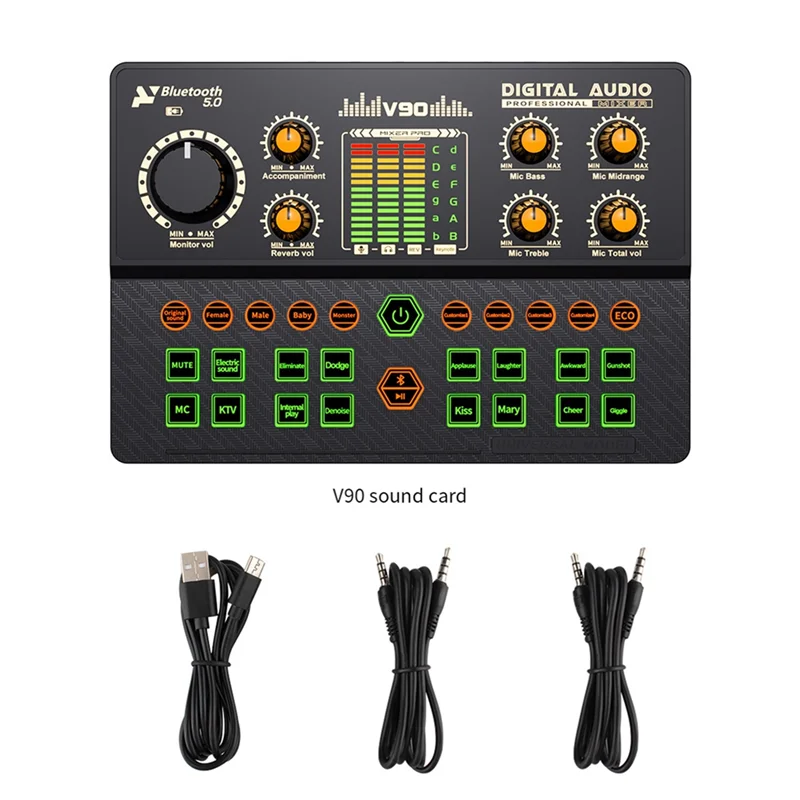 

V90 Sound Card Professional Audio Condenser Mic Studio Singing Microphone For Karaoke Podcast Recording Live Streamingn01r