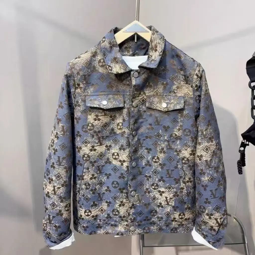 2025Trendy brand lapel thin jacket men's spring and autumn new niche personalized color youth coat large size