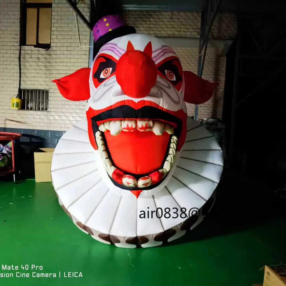 Gran oferta, cara de payaso inflable gigante con luces Led, cabeza de payaso inflable aterradora para decoración de entrada de fiesta de Halloween