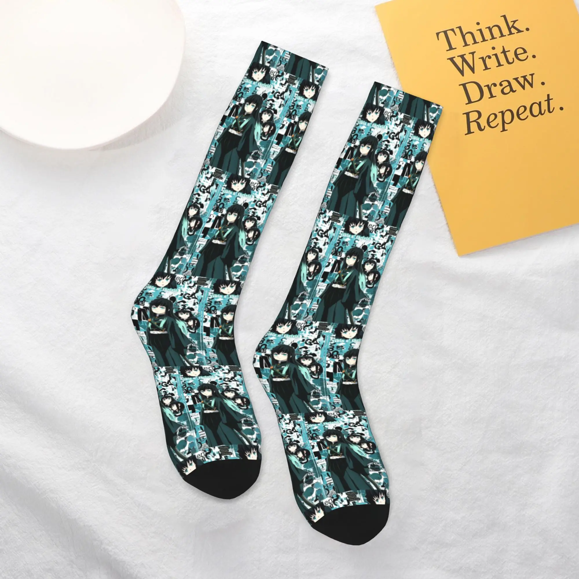 

All Seasons Crew Stockings Muichiro Tokitou Socks Harajuku Funny Hip Hop Long Socks Accessories for Men Women Birthday Present
