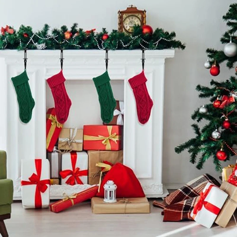 4 Pcs Christmas Stocking Holders Set For Fireplace- With Protective Pads- No-Slip Decoration