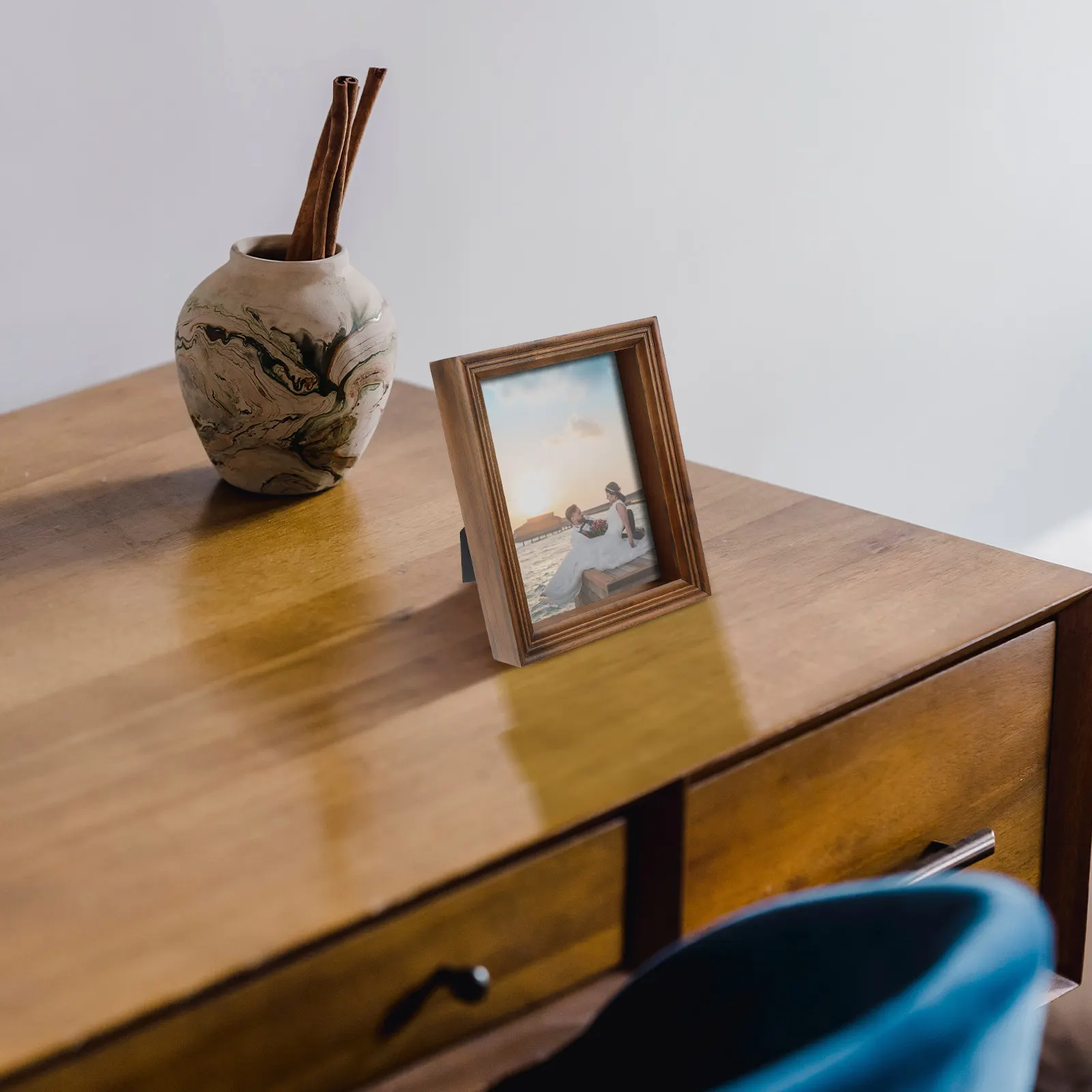 

8Inch Photo Shadow Box Frame Display Case for Dried Flowers Keepsakes Memory Art Craft Rustic Wall Decoration Shadow Box