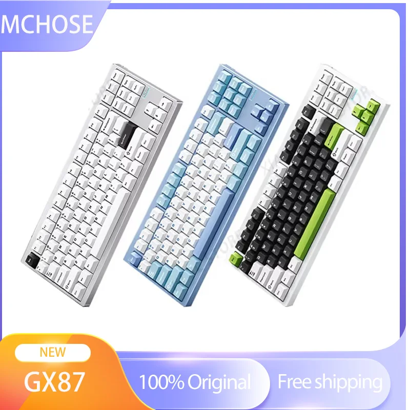 

MCHOSE GX87 Беспроводная индивидуальная механическая клавиатура с ЧПУ, алюминий, 8000 мАч, прокладка с горячей заменой, HIFI-переключатель, динамический RGB 2,1 кг, BT 2,4G