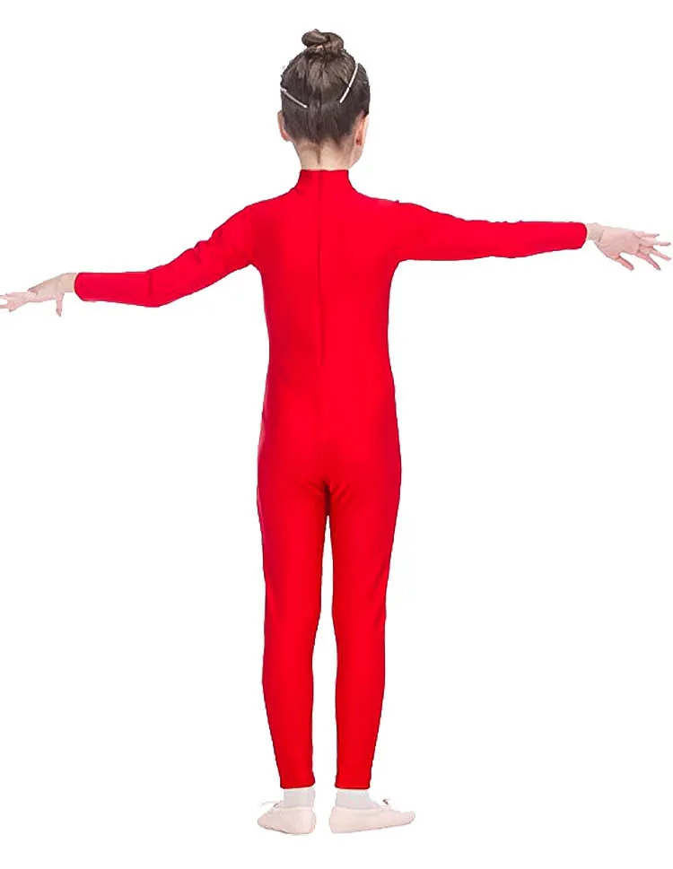 Kinder Spandex Nylon Langarm hoher Kragen einteilige Anzüge Tanz Trikot Gymnastik unitard Biketard Tanz bekleidung für Jugendliche Kind