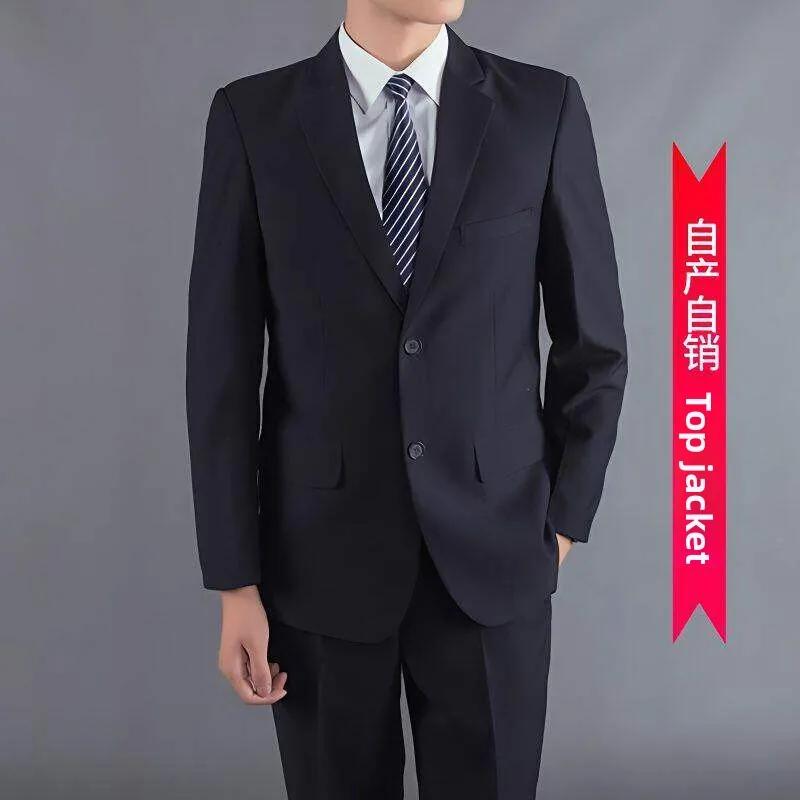 

Casual Two-Piece Suit for Men Busin Profional Youthful Sle Cotton Spring Summer Autumn Wear Double-Cuffed Office Wear