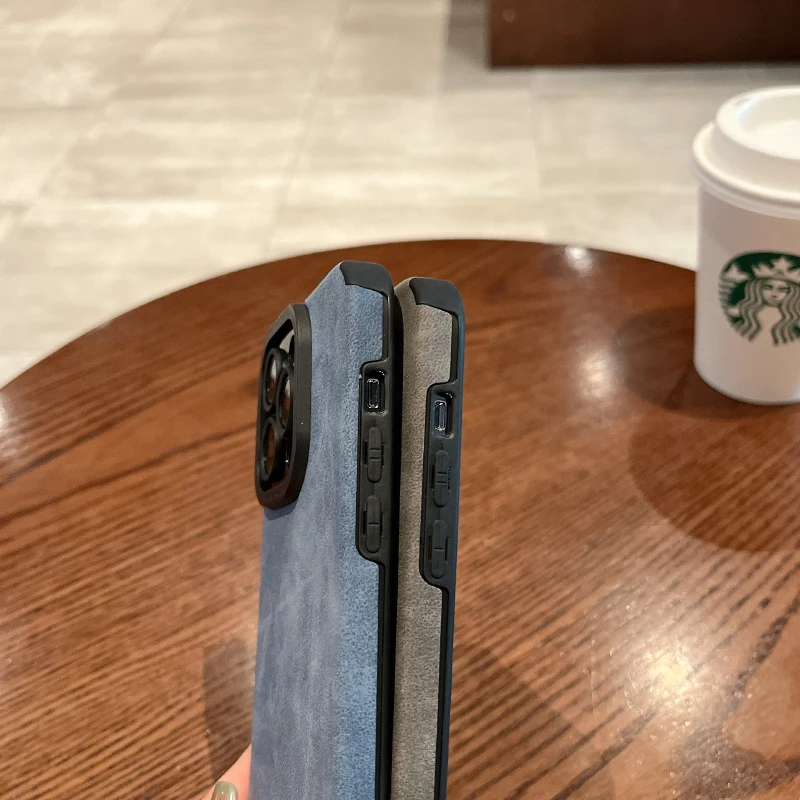 Luxury Solid Color Matte Leather Phone Case For iPhone 16 Pro Max 14 11 12 13 15 Pro Max Camera Lens Protection Bumper Back Case image 4