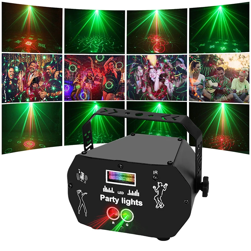 WZSTAR 5 in 1 RGB DJ LED Laser Strobe Light Voice Control Laser Show System for Party Club Dance Floor Moving Head Stage Lights