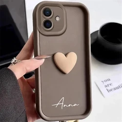 Customized Personalized Name 3D Love Heart Case For Samsung Galaxy A03 A03S A04 A04S A04E A05 A05S Luxury Soft Cover A03 A04