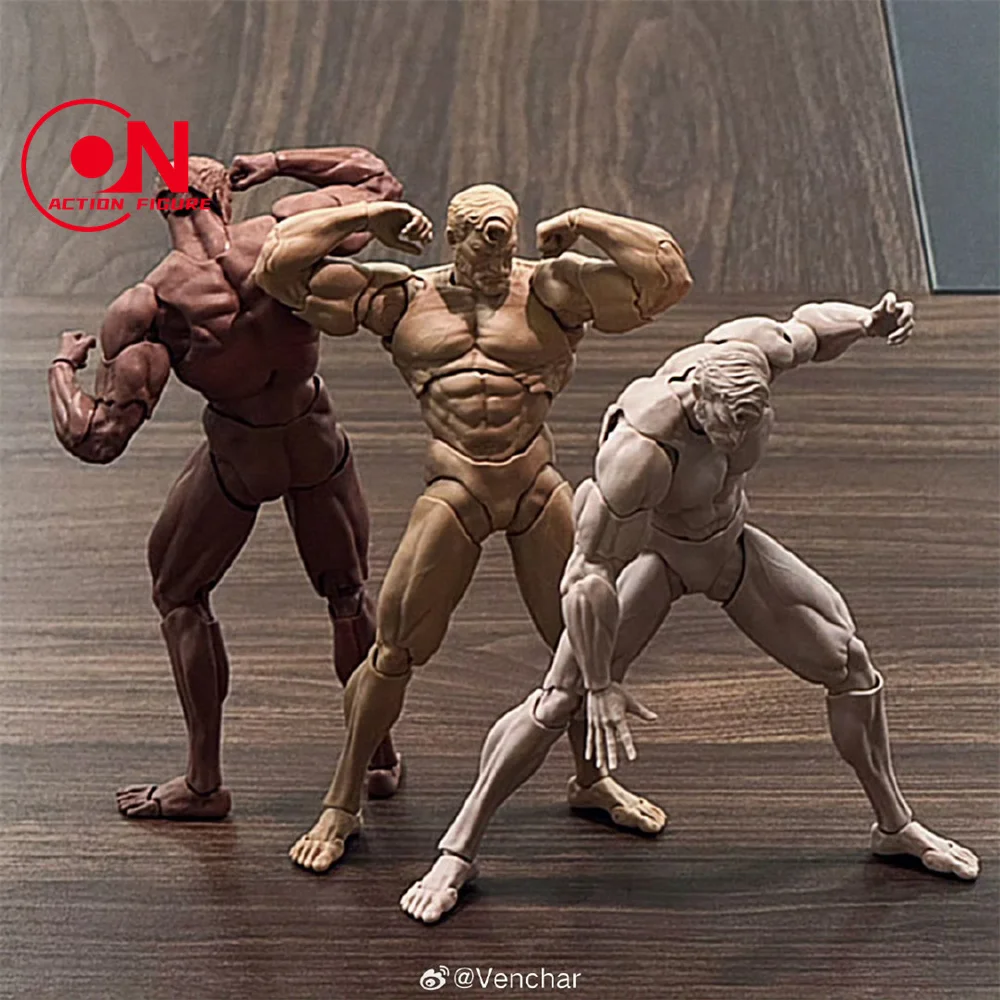 1/12 MORFIG Super Mobiele Mannelijke Spierlichaam met 7 Paar Handen Wit/Geel/Zwarte Huid 6.7 inch Mannelijke Soldaat Action Figure Body