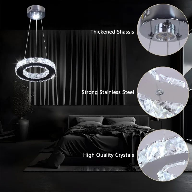 Imagem -03 - Moderno Led Single Lap Crystal Pendant Light Luminárias Simples Luminárias Eletrodomésticos Decoração do Quarto Decoração do Quarto Atacado