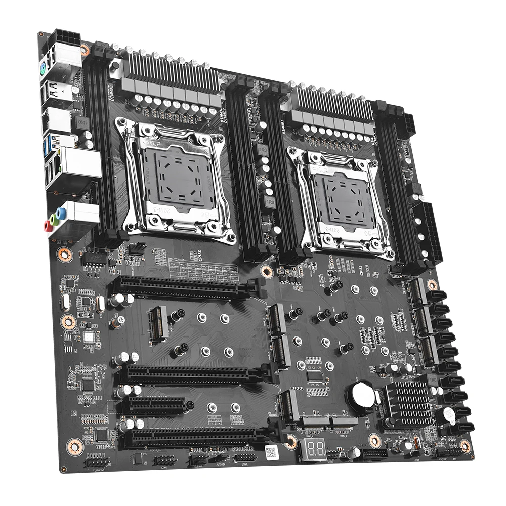 X99 dual-socket motherboard with dual 8-phase power supply eight NVMe M.2 slots Wi-Fi M.2 slot 10*SATA3.0 E5-2680V4 64GB RAM