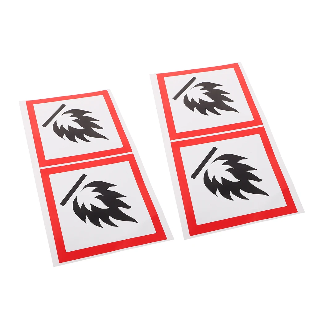 

4pcs Fire Safety Stickers Trash Bin Warning Labels Outdoor Flame Signs For Schools Parks Streets Garbage Can Flame