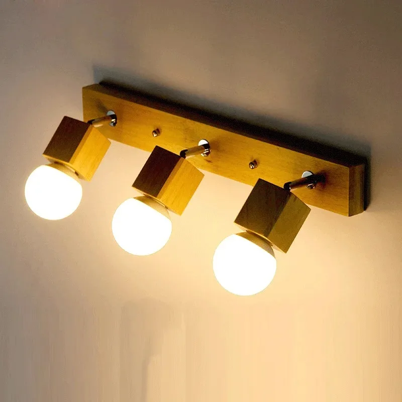 

Modern decor natural wood wall lamp mirror front light LED ceiling lighting living room porch bathroom cloakroom bedside aisle