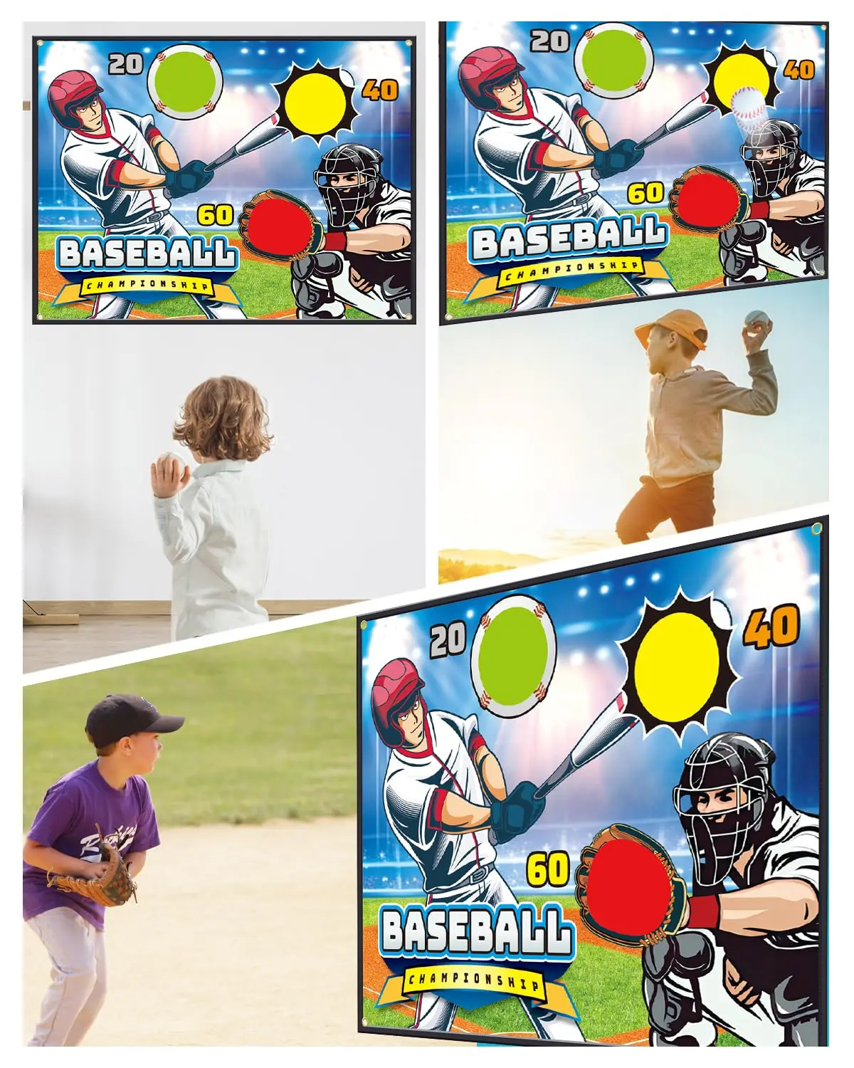 Baseball Game Mat Set Outdoor Indoor Baseball Training Game with Adhesive Balls Multiplayer Sports Baseball Toys Kids Gift