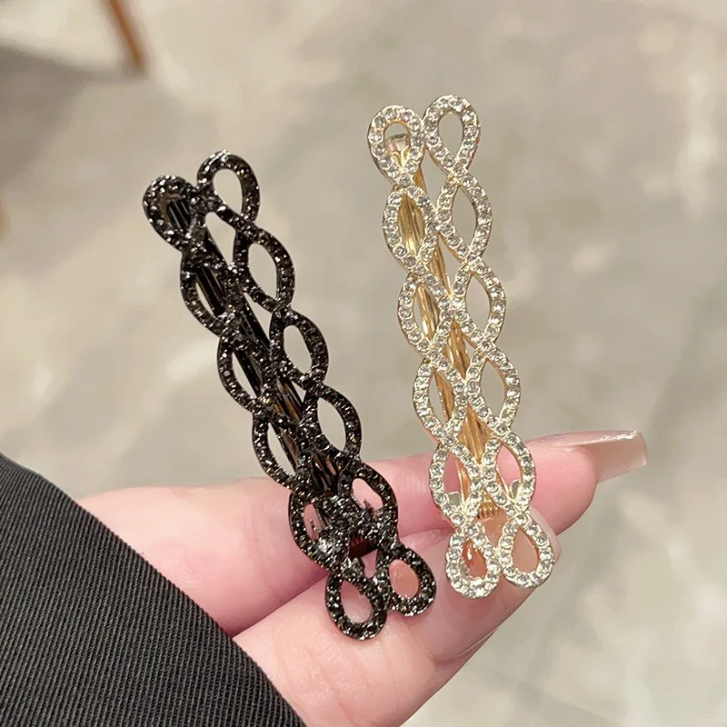 1 قطعة أزياء رائعة المتخصصة تصميم صغير سلسلة حجر الراين مشبك شعر سلسلة الذهب الأسود بسيطة الراقية الإنترنت الانفجارات الشهيرة كليب #1