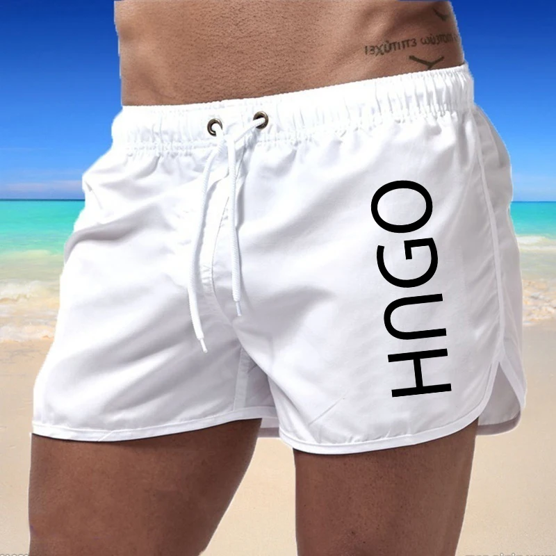 Calções de natação leves para homens, secagem rápida, cintura baixa, shorts de praia sexy, maiô masculino, calções de tronco, nova tendência, verão,