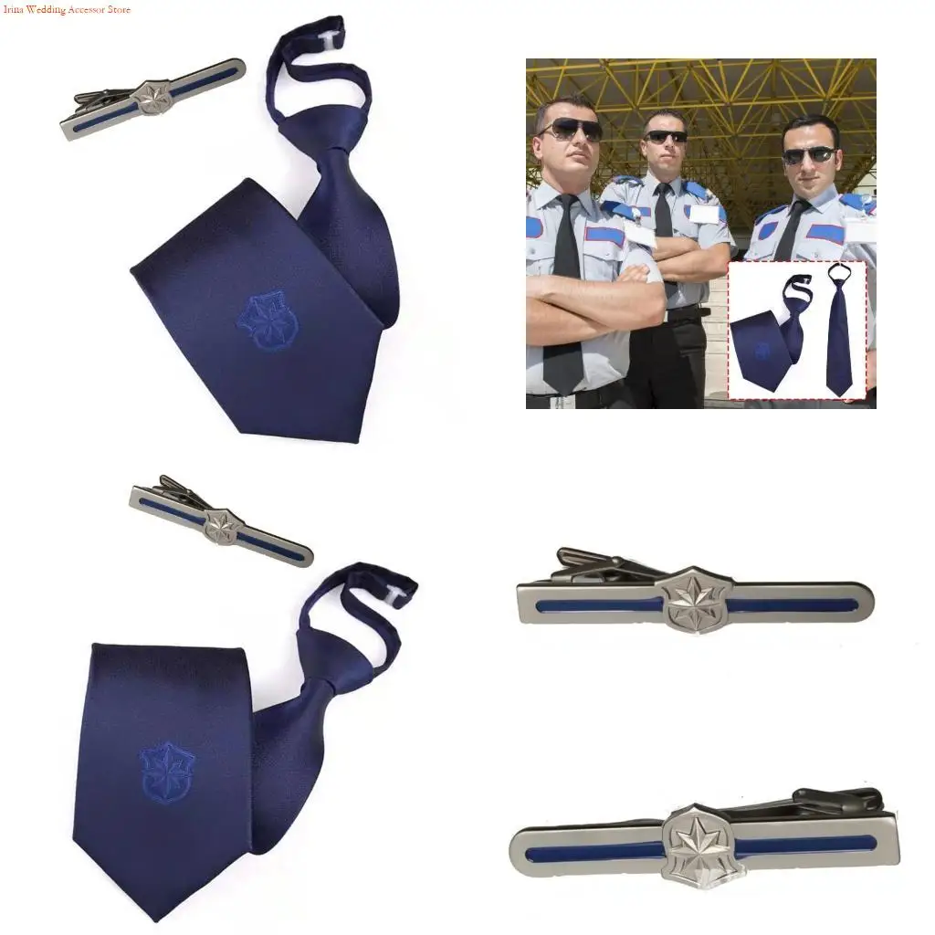 G92D Professional Security Guard Tie With NonSlip Clip Easy Adjust Design Polyester Fabric Necktie For Uniform Accessories
