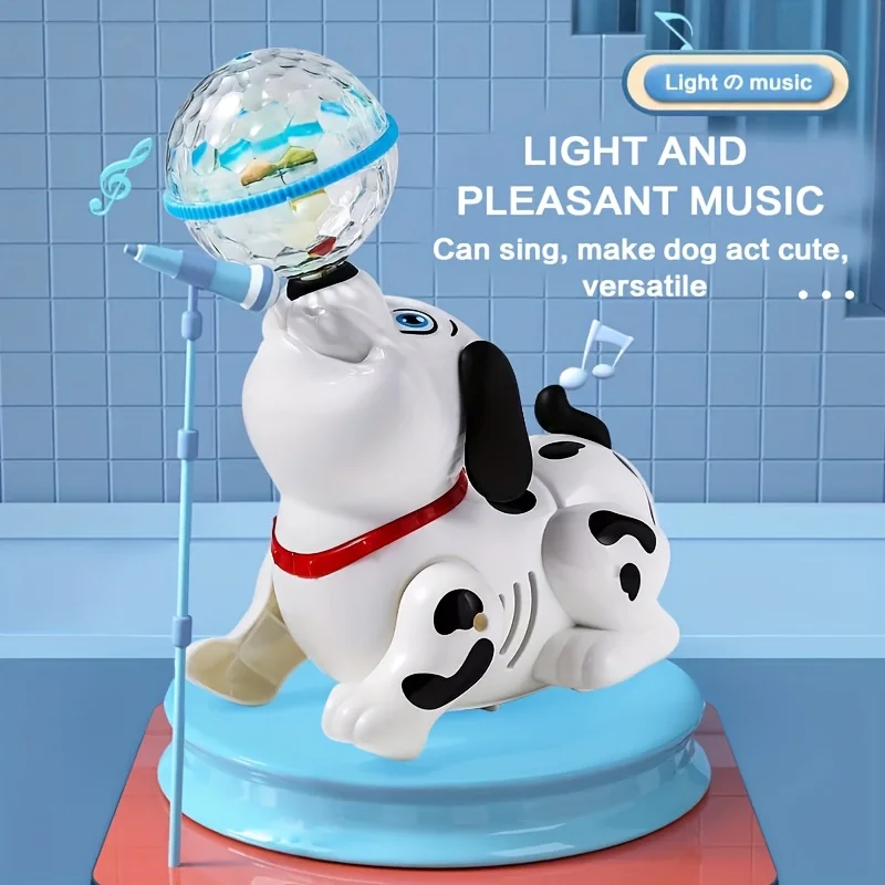 

Interactive Dancing Dalmatian Puppy Robot Toy Self-Moving Crawling Electric Dog with Music Obstacle Avoidance Safe ABS Kids Gift