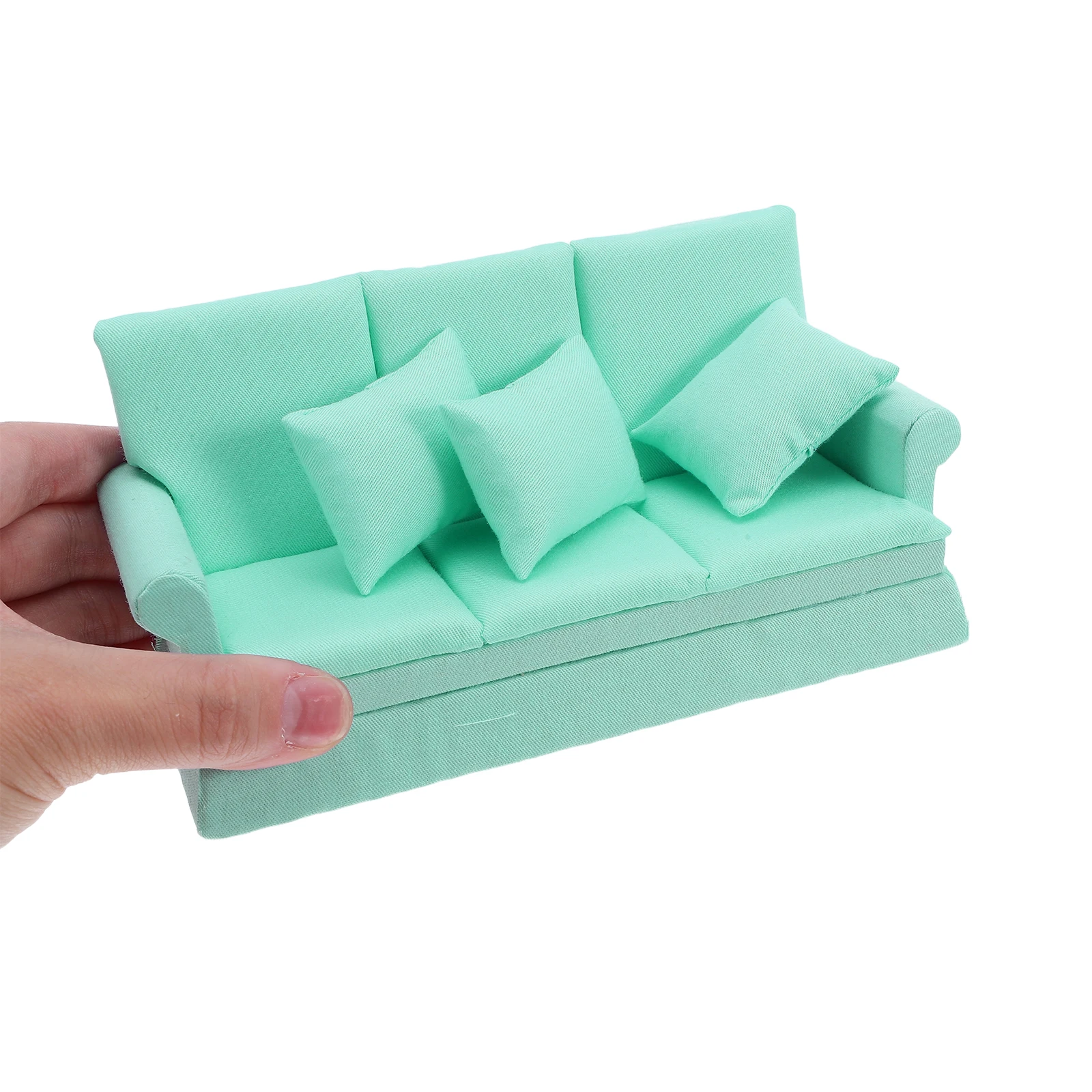 1 zestaw Miniaturowa Sofa do Domku dla Lalek 3 Poduszki Realistyczna Mała Kanapa do Dekoracji Salonu Meble Zestaw do Zabawy dla Dzieci Symulacja Domu