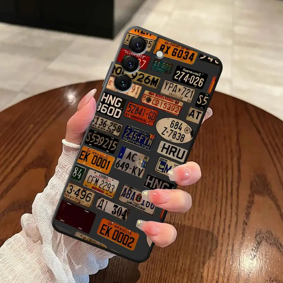 Case for Samsung Galaxy A24 A55 A32 A36 A22 A52 A41 A25 A71 A26 A72 A51 A73 A23 A53 A35 Black Soft Phone Cover Retro License