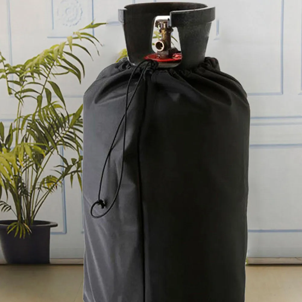 2Pcs Gas Bottle Cover Heavy Duty Black Oxford Fabric Waterproof Propane Tank Cover Outdoor Camping Grill Use Propane Tank Covers