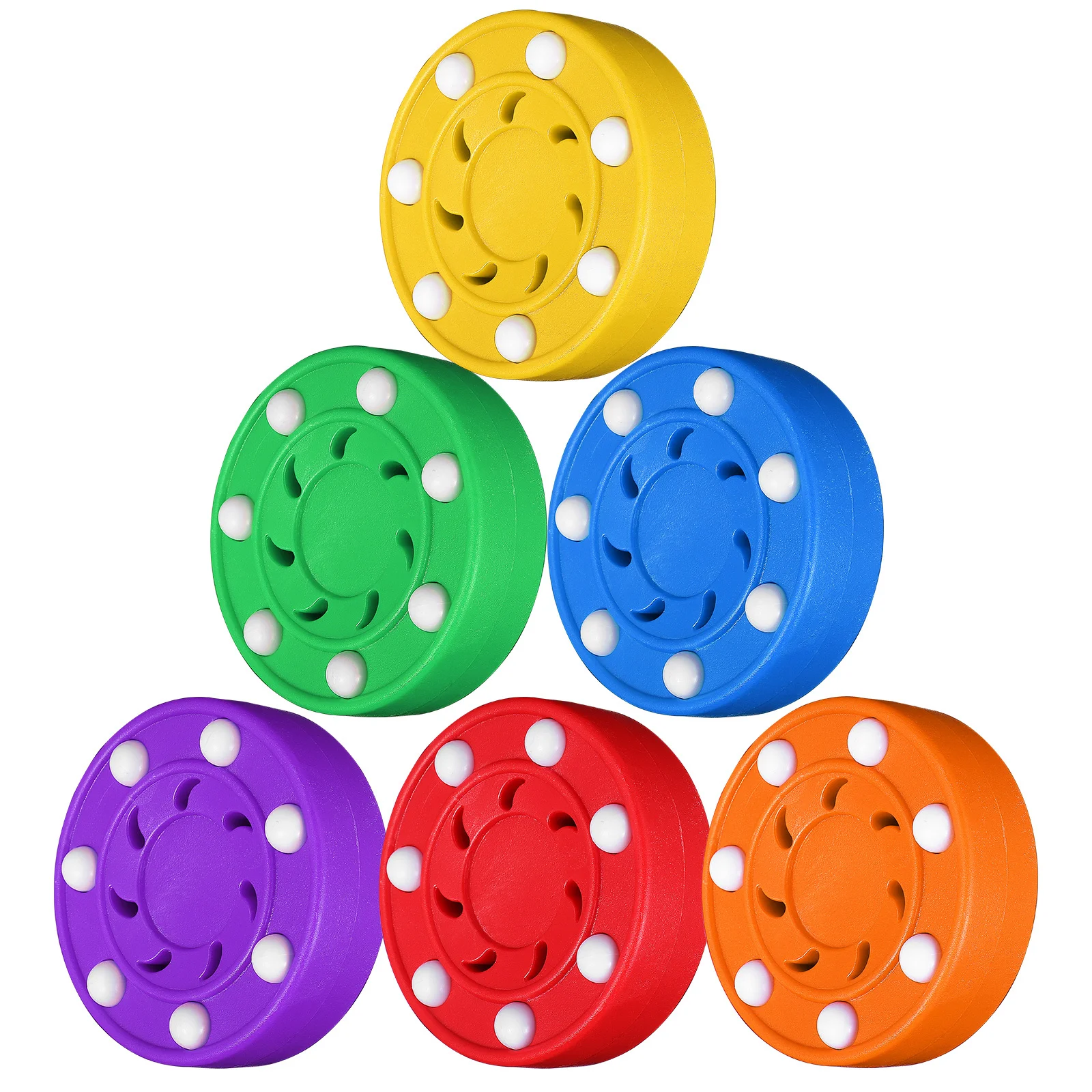 6 pçs conjunto de treinamento de discos de roda de hóquei no gelo ao ar livre indoor prática rolo estável alta visibilidade durável bolas de hóquei para habilidade