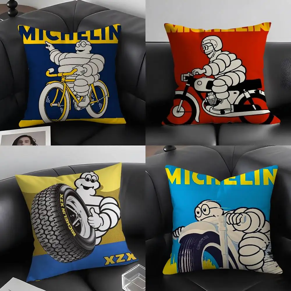 

M-MichelinS T-Tyres Pillow Case Home Dorm Chair Back Short Plush Double-sided Printing Office Nap Time Cushion Cover