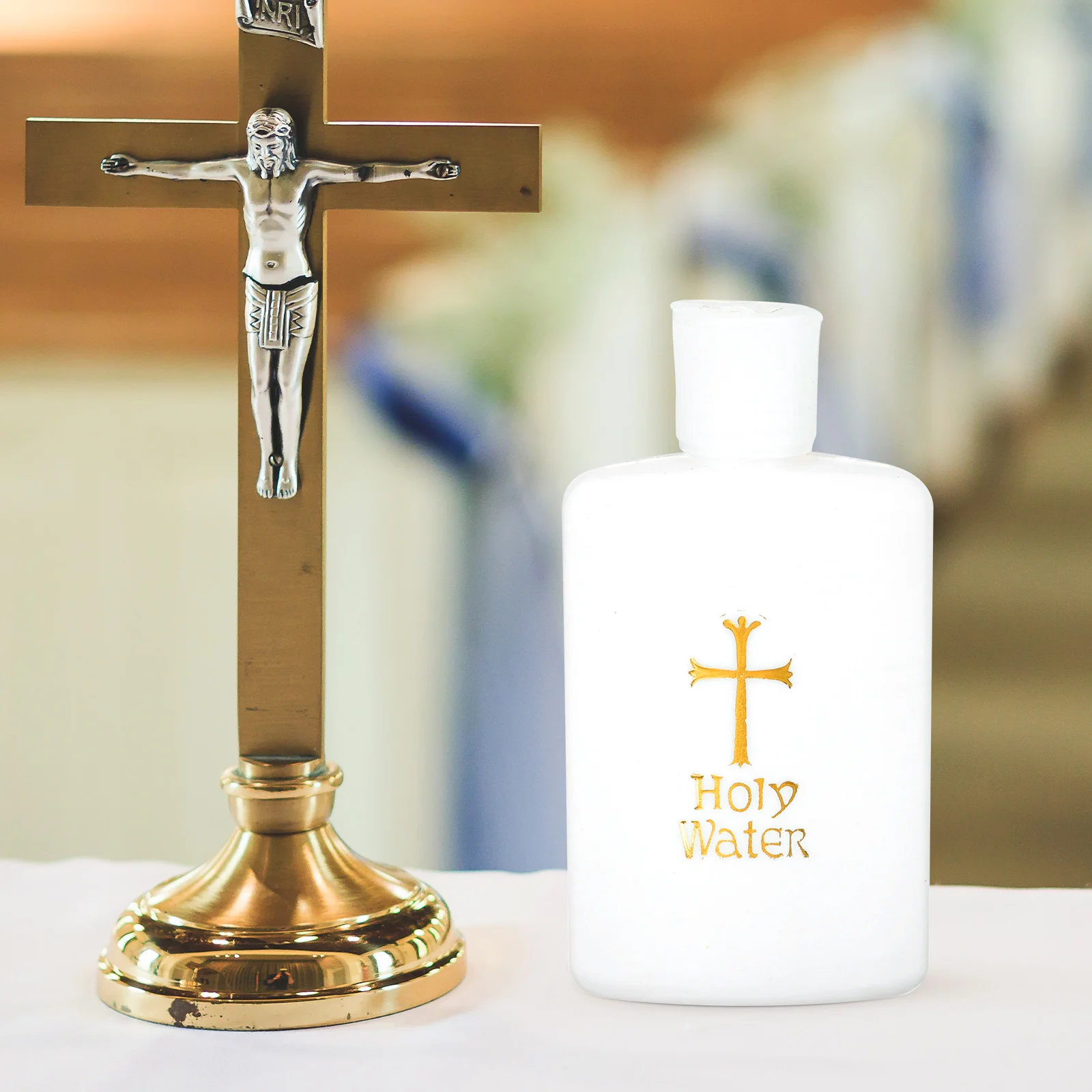 

4 Pcs Water Bottle Catholic Decorative Holy Water Container Vase Sealed Travel Plastic Home Baptism Wedding Favors