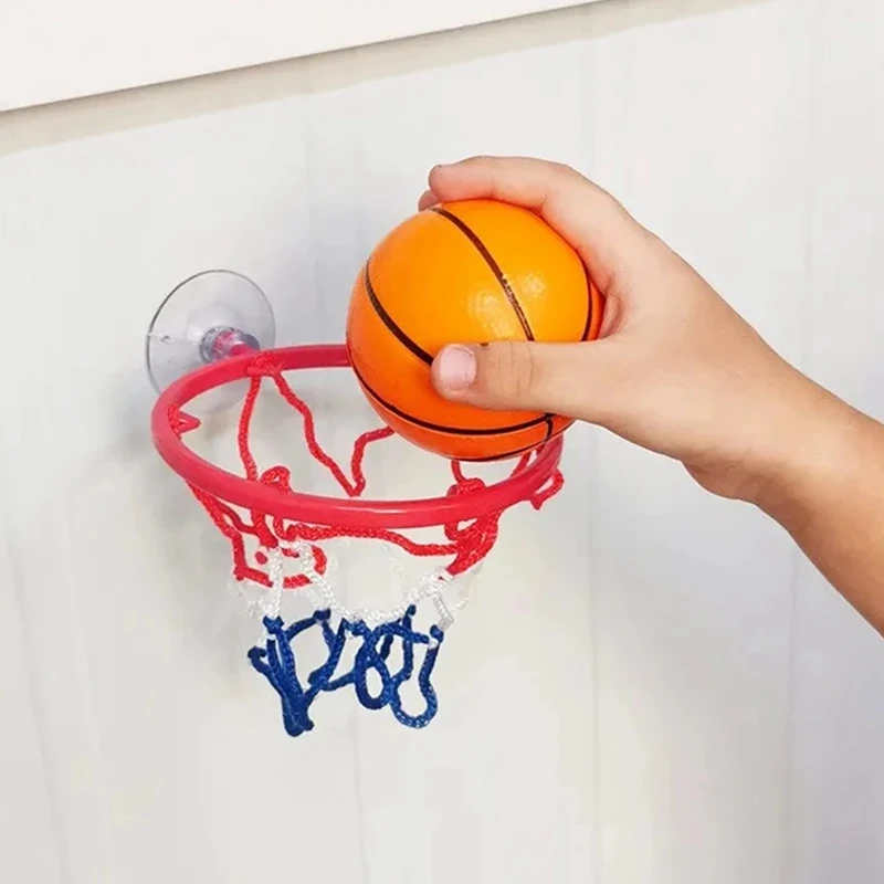 Mini Set da Basket per Coordinazione, Pallina Elastica in Gomma Solida, Gioco da Tavolo Sportivo per Bambini, Giocattolo per Coordinazione Occhio-Mano