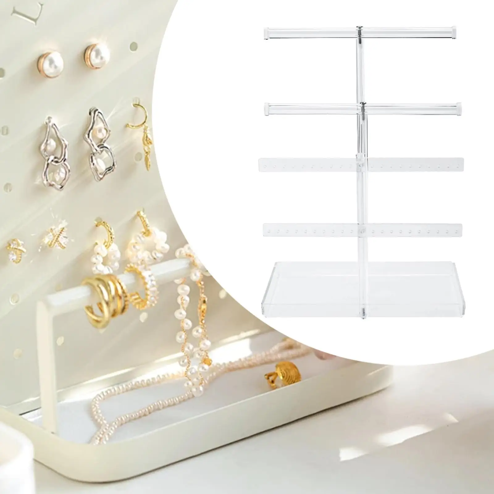 Jewelry Display Stand Clear Jewelry Organizer for Necklaces Watches Ear Stud