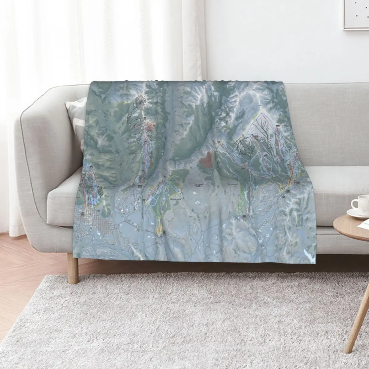 Aspen Snowmass Resorts Trail Map Throw Blanket Hair Personalized Gift Nap Multi-Purpose sofa bed wednesday Blankets