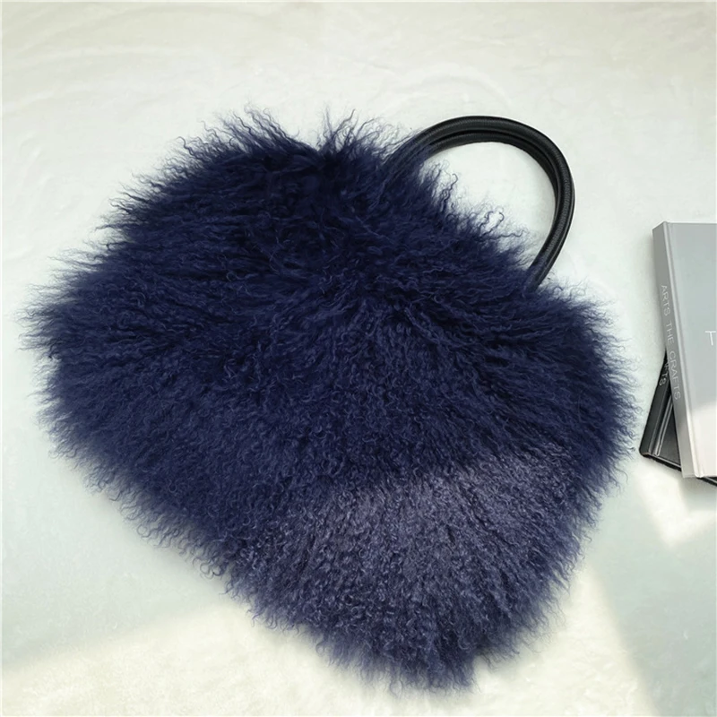 Fashion Luxury Autumn Winter Mongolian Fur Handbag Fur Tote bag Large Capacity Plush Bag High-end Women\'s Bag