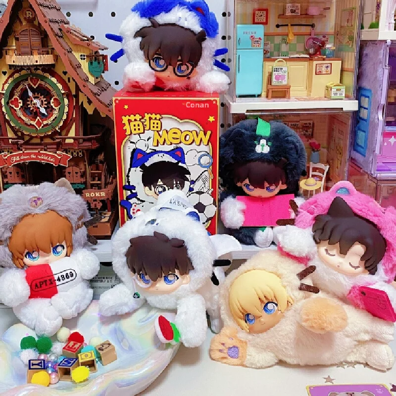 Original Neue Detektiv Conan Meow Cat Vinyl Blind Box Spielzeuge Anime-Figuren Mouri Ran Haibara Ai Desktop-Ornamente Geburtstagsgeschenke