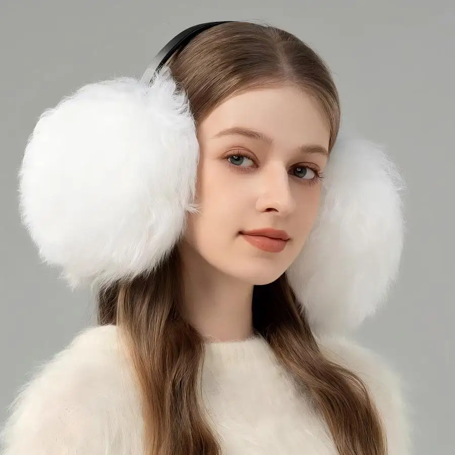 CX-A-165 新入荷 ゴージャスなプラッシュイヤーウォーマー 本物の羊毛ファーイヤーマフ 冬用