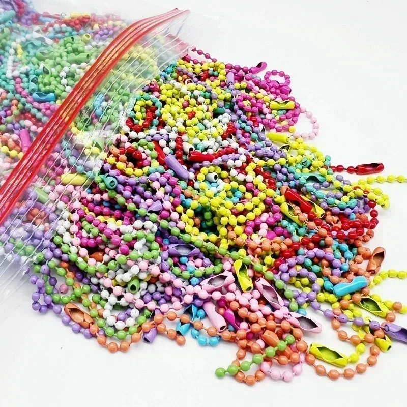 100-300pcs Colorful Ball Bead Chains Fits Key Chain/Dolls/Label Hand Tag Connector for DIY Bracelet Jewelry Making Accessorise