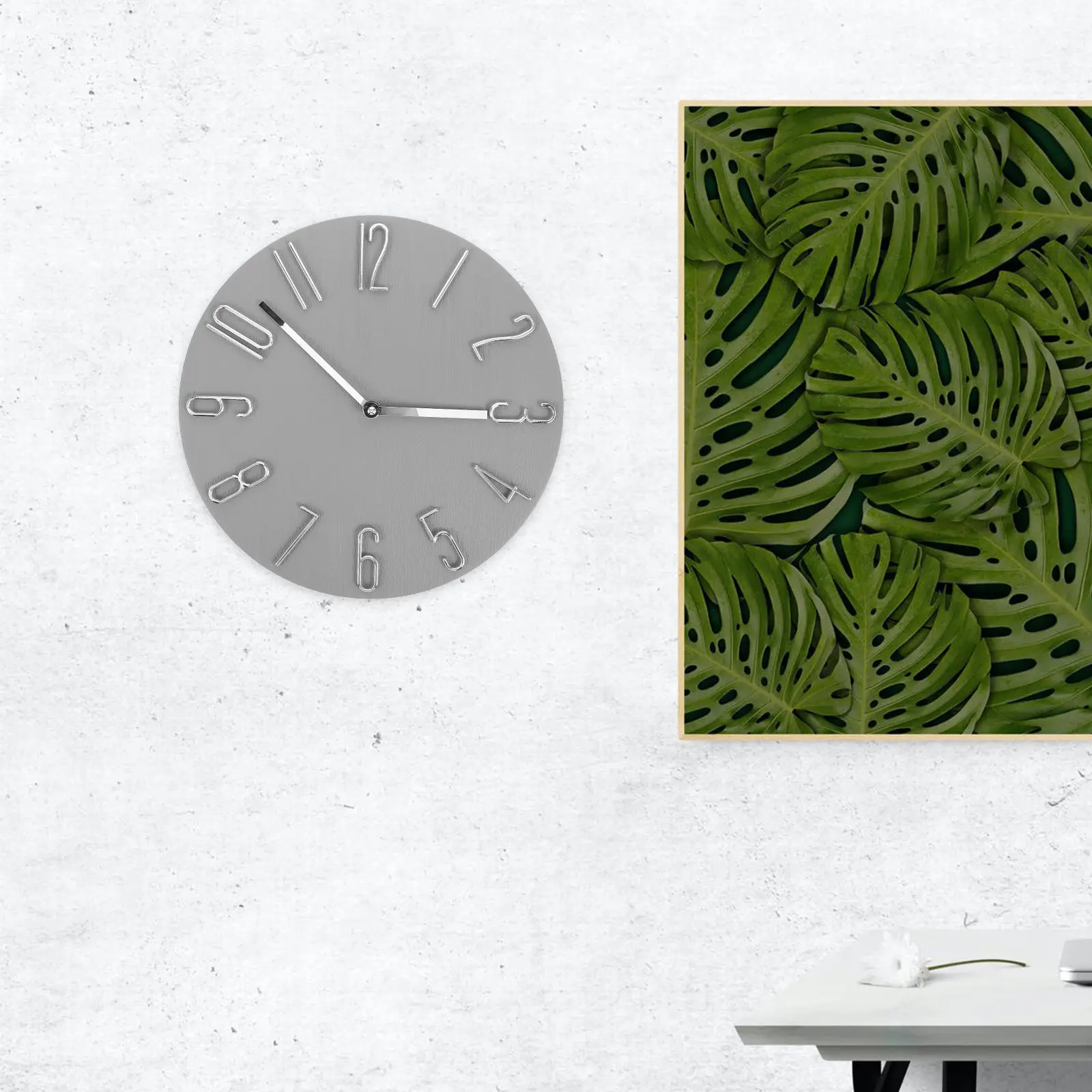 Wall Clock Silent 12 Inch Round Battery Operated Minimalist Design Home Office Bedroom Living Room Kitchen Modern Decorative