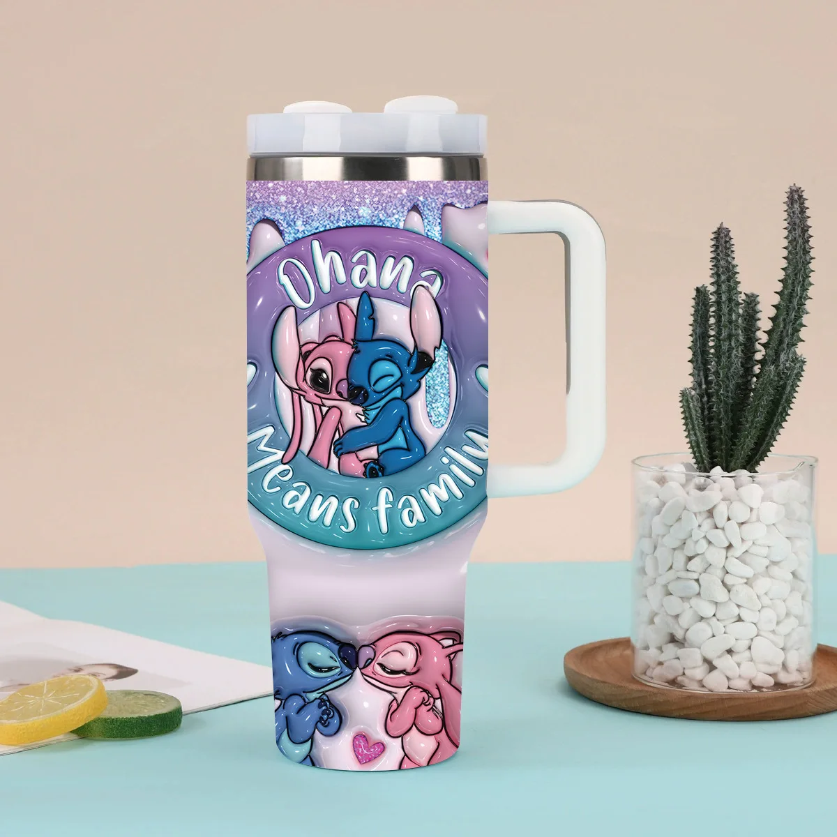 كوب سيارة 40 أونصة بمقبض ترمس من الفولاذ المقاوم للصدأ كوب ثلج للسيارة Big Mac #5