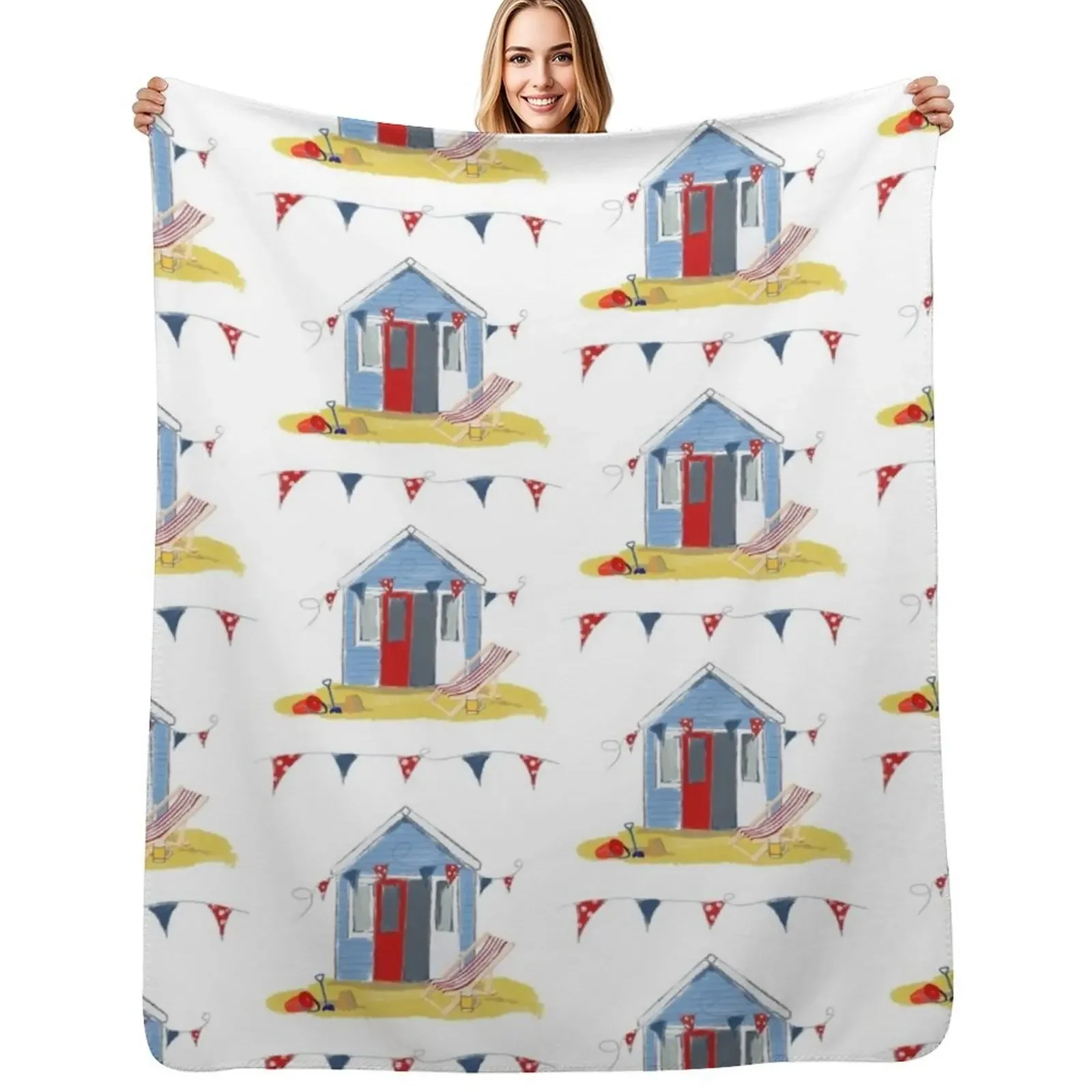 

#Beach hut seaside Throw Blanket Weighted Warm Thin Blanket